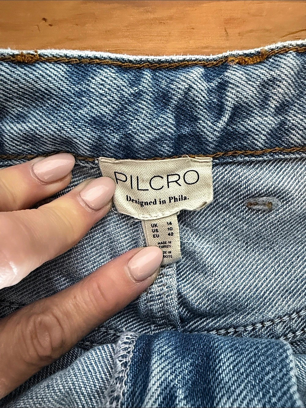 Pilcro The Madi Front-Slit Denim Skirt Blue US 10 - Picture 6 of 7